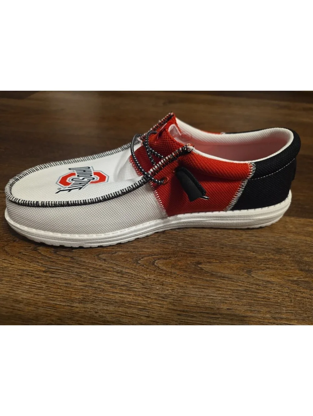 Hey Dude Wally Tri Ohio State Slip On Mens 10 White Red Black Buckeyes Football